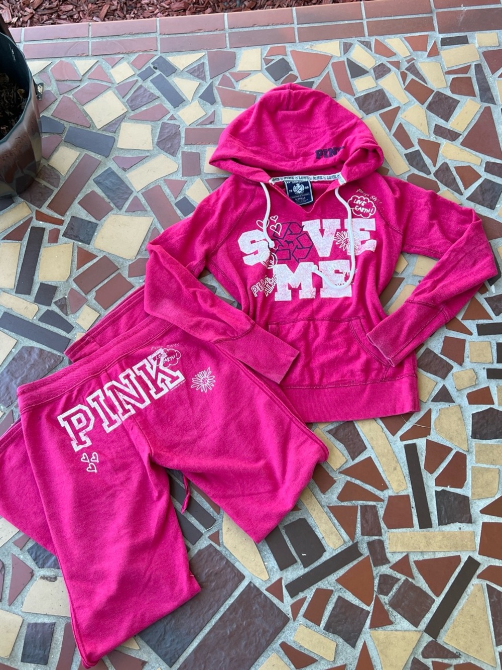 Y2K Style Rare PINK Victoria's Secret Bright Pink Hoodie & Joggers Set